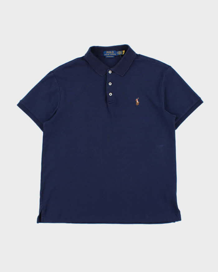 Vintage Polo Ralph Lauren Navy Custom Slim Fit Short Sleeve Polo Shirt - M