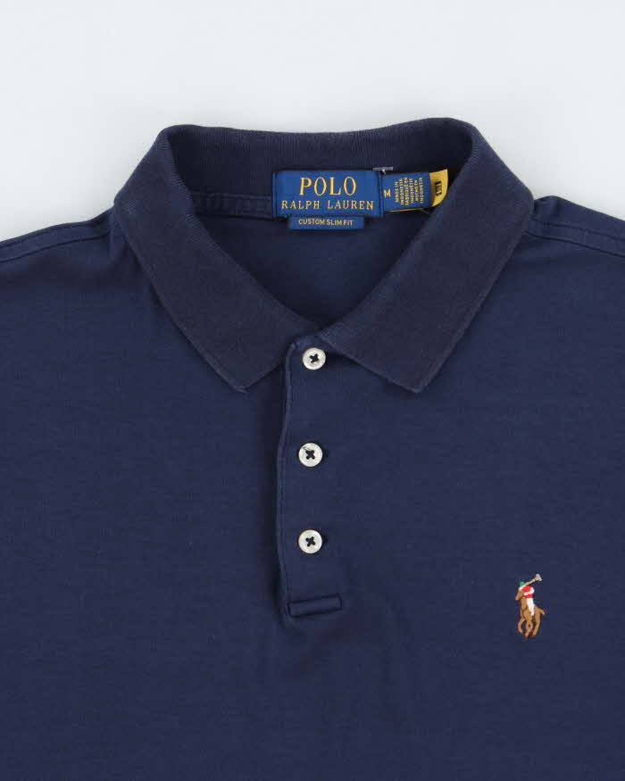 Vintage Polo Ralph Lauren Navy Custom Slim Fit Short Sleeve Polo Shirt - M