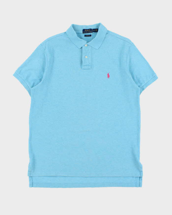 Vintage Polo Ralph Lauren Aqua Marl Custom Fit Short Sleeve Polo Shirt - L