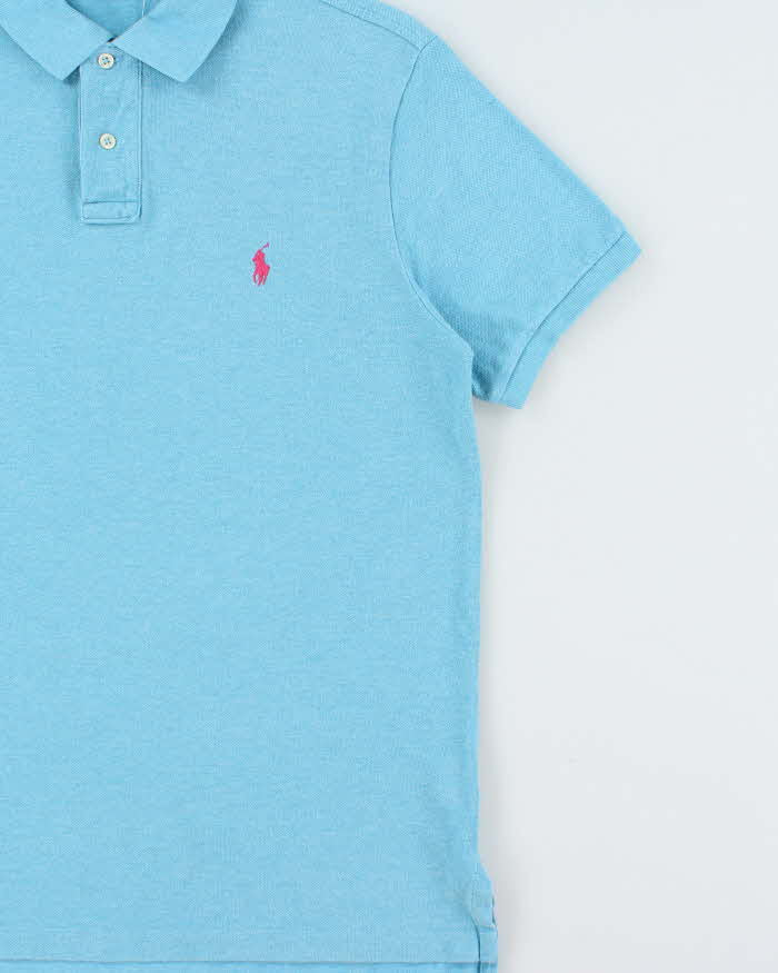 Vintage Polo Ralph Lauren Aqua Marl Custom Fit Short Sleeve Polo Shirt - L