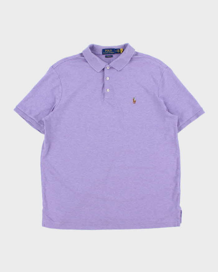 Vintage Polo Ralph Lauren Lavender Marl Custom Classic Fit Short Sleeve Polo Shirt - M