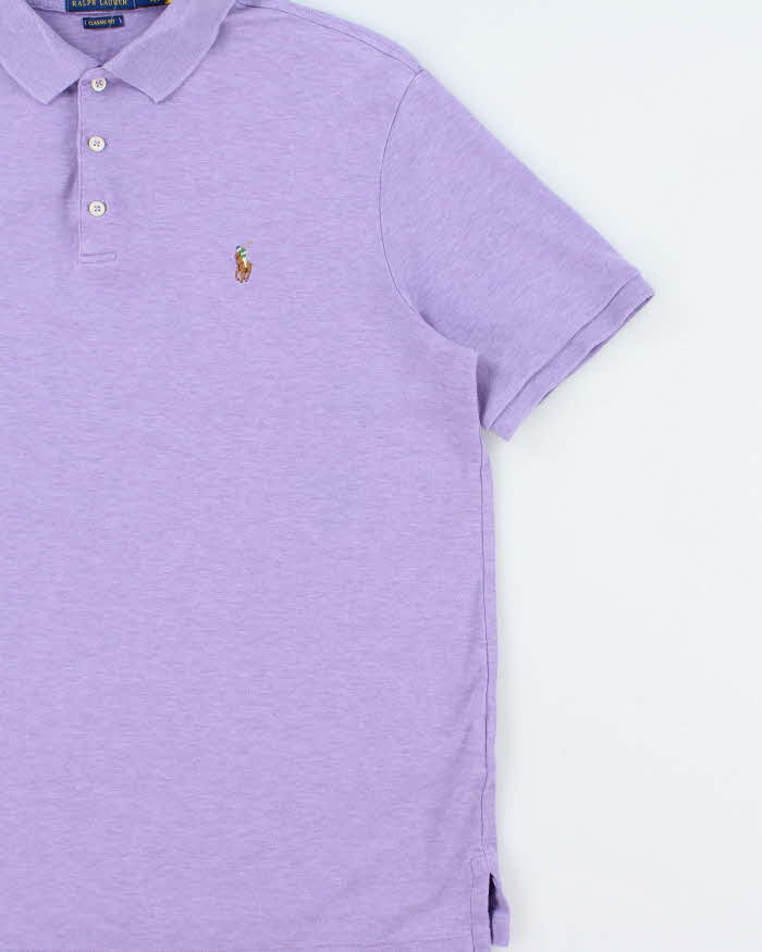 Vintage Polo Ralph Lauren Lavender Marl Custom Classic Fit Short Sleeve Polo Shirt - M