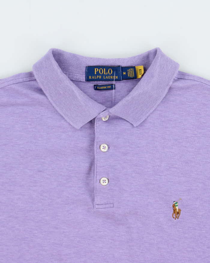 Vintage Polo Ralph Lauren Lavender Marl Custom Classic Fit Short Sleeve Polo Shirt - M