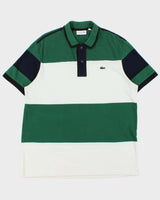 Vintage Lacoste Navy Croc Striped Regular Fit Short Sleeve Polo Shirt - XXL