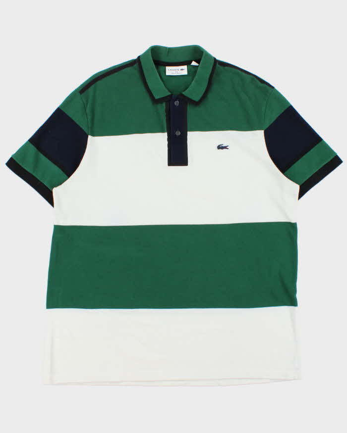 Vintage Lacoste Navy Croc Striped Regular Fit Short Sleeve Polo Shirt - XXL