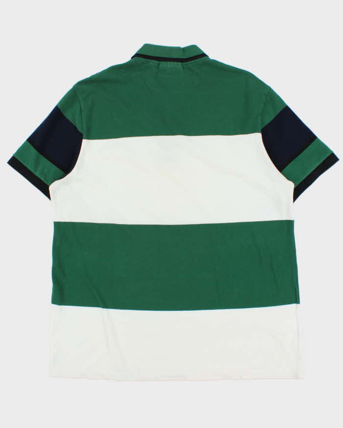 Vintage Lacoste Navy Croc Striped Regular Fit Short Sleeve Polo Shirt - XXL