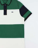 Vintage Lacoste Navy Croc Striped Regular Fit Short Sleeve Polo Shirt - XXL