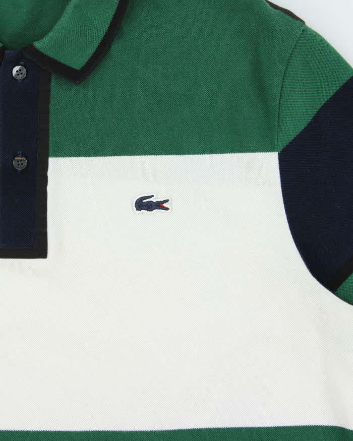Vintage Lacoste Navy Croc Striped Regular Fit Short Sleeve Polo Shirt - XXL