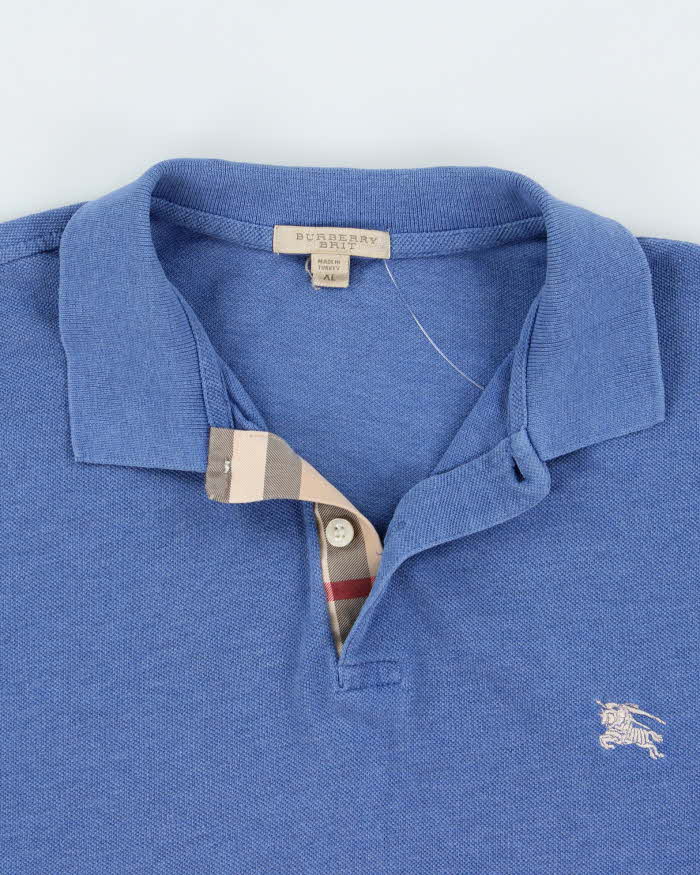 Vintage Y2K 00s Burberry Brit Nova Check Trim Short Sleeve Polo Shirt - XL
