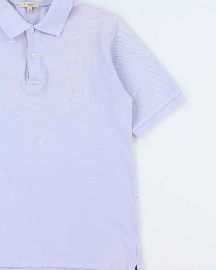Vintage Y2K 00s Burberry Lavender Nova Check Trim Short Sleeve Polo Shirt - S