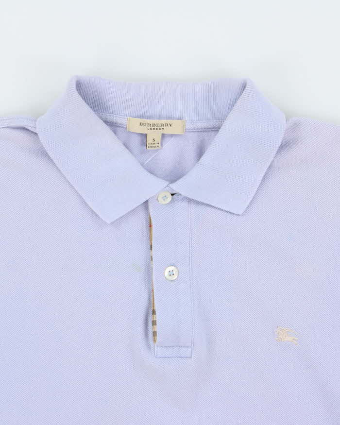 Vintage Y2K 00s Burberry Lavender Nova Check Trim Short Sleeve Polo Shirt - S