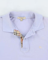 Vintage Y2K 00s Burberry Lavender Nova Check Trim Short Sleeve Polo Shirt - S