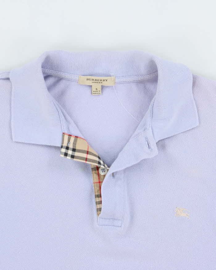 Vintage Y2K 00s Burberry Lavender Nova Check Trim Short Sleeve Polo Shirt - S