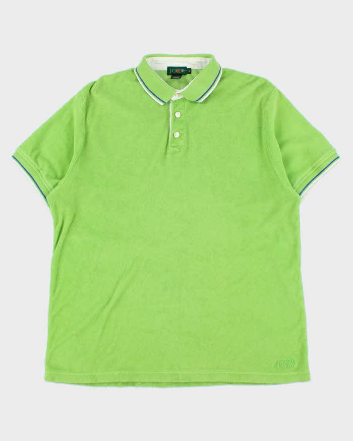 Vintage 1990s J.Crew Lime Short Sleeve Towelling Polo Shirt - XL