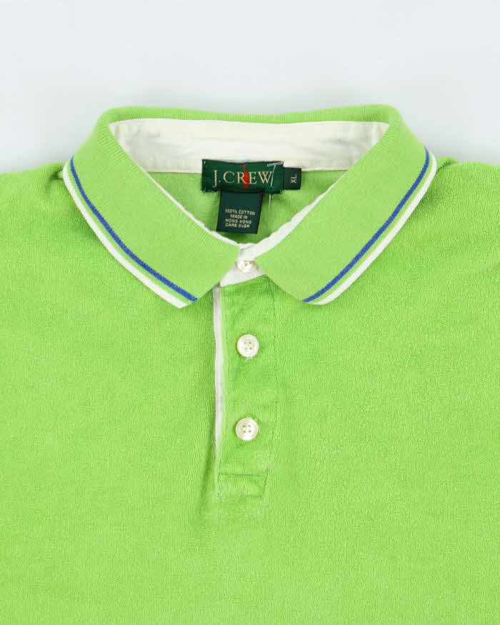 Vintage 1990s J.Crew Lime Short Sleeve Towelling Polo Shirt - XL
