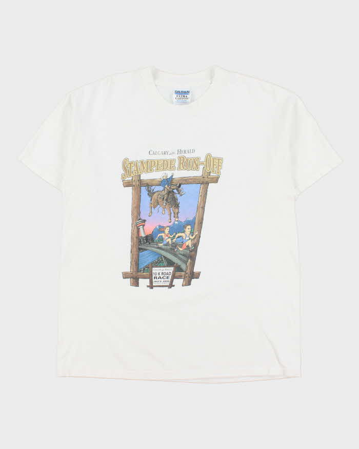 Vintage 2000 Calgary Herald Stampede Run-Off Heavyweight Crewneck T-Shirt - L