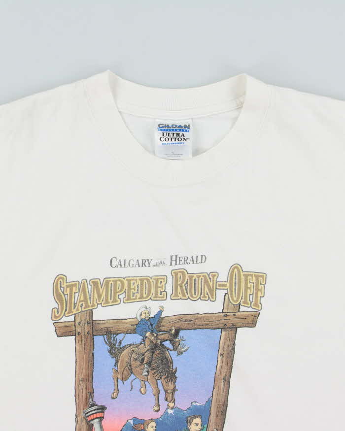 Vintage 2000 Calgary Herald Stampede Run-Off Heavyweight Crewneck T-Shirt - L