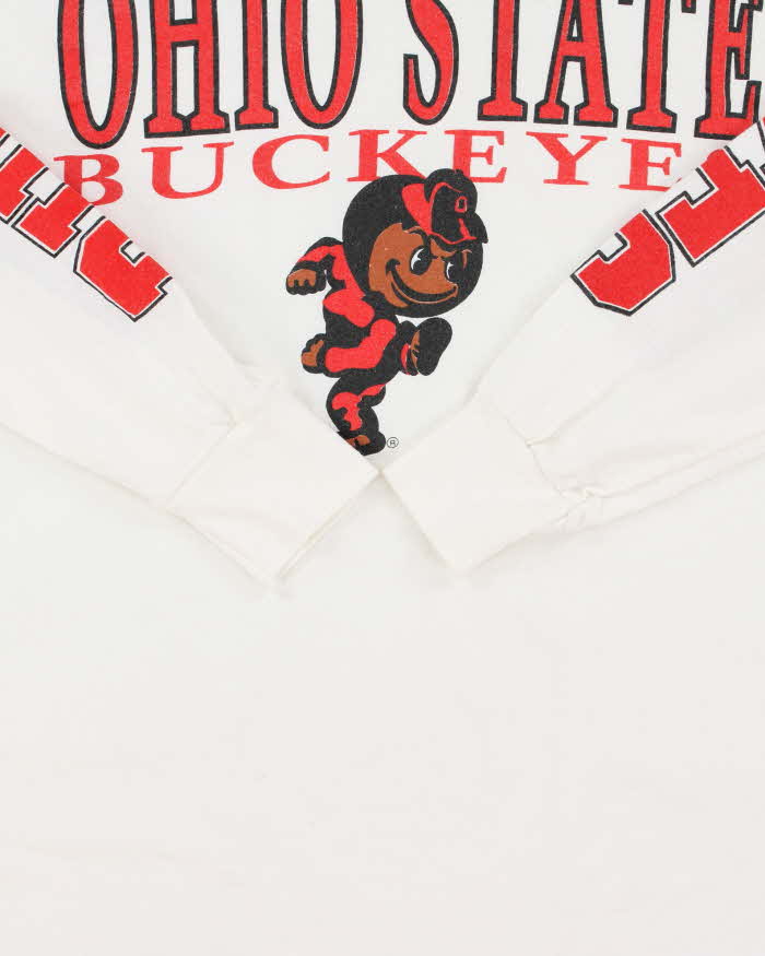 Vintage 1991 Ohio State Buckeyes Made In USA Heavyweight Single Stitch High Neck Long Sleeve Crewneck T-Shirt - L