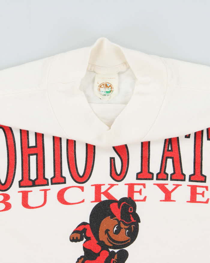 Vintage 1991 Ohio State Buckeyes Made In USA Heavyweight Single Stitch High Neck Long Sleeve Crewneck T-Shirt - L