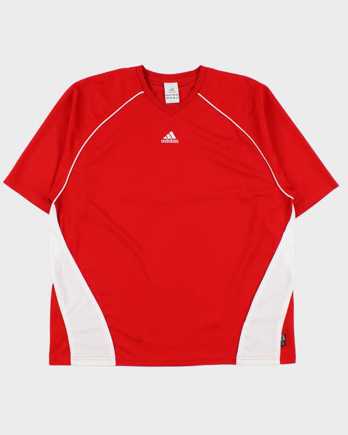 Vintage Y2K 00s Adidas ClimaLite Embroidered Poly V-Neck T-Shirt - L