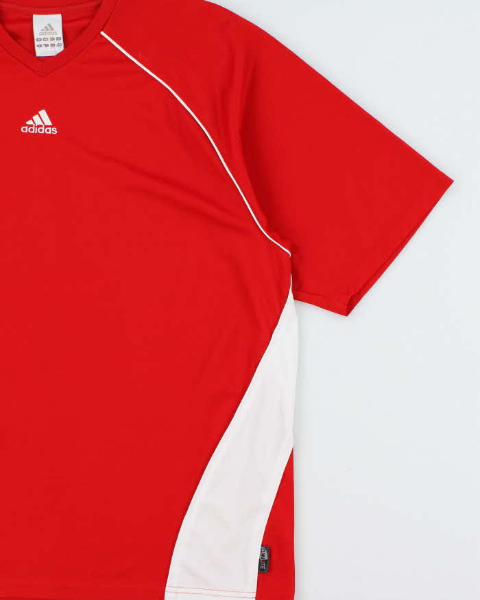 Vintage Y2K 00s Adidas ClimaLite Embroidered Poly V-Neck T-Shirt - L