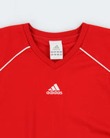 Vintage Y2K 00s Adidas ClimaLite Embroidered Poly V-Neck T-Shirt - L