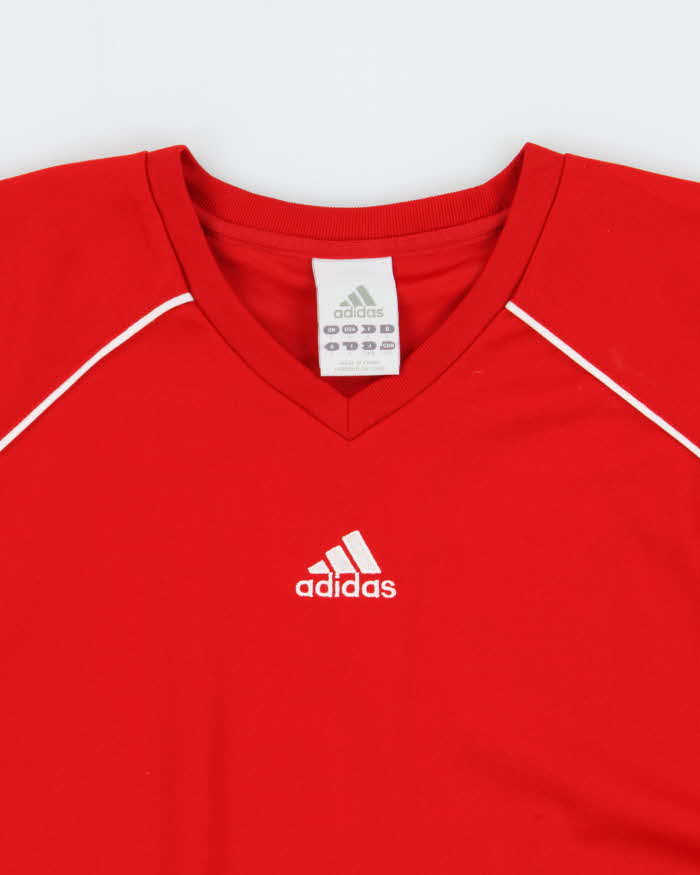 Vintage Y2K 00s Adidas ClimaLite Embroidered Poly V-Neck T-Shirt - L