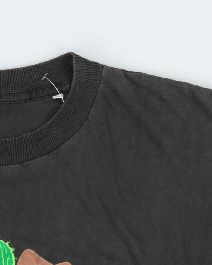 Vintage 1990s Oklahoma Print Faded Black Single Stitch Crewneck T-Shirt - XL