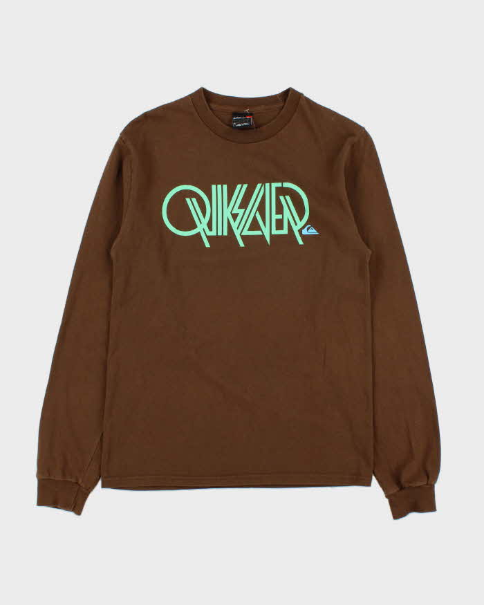 Vintage Y2K 00s Quiksilver Print Logo Long Sleeve Crewneck T-Shirt - S