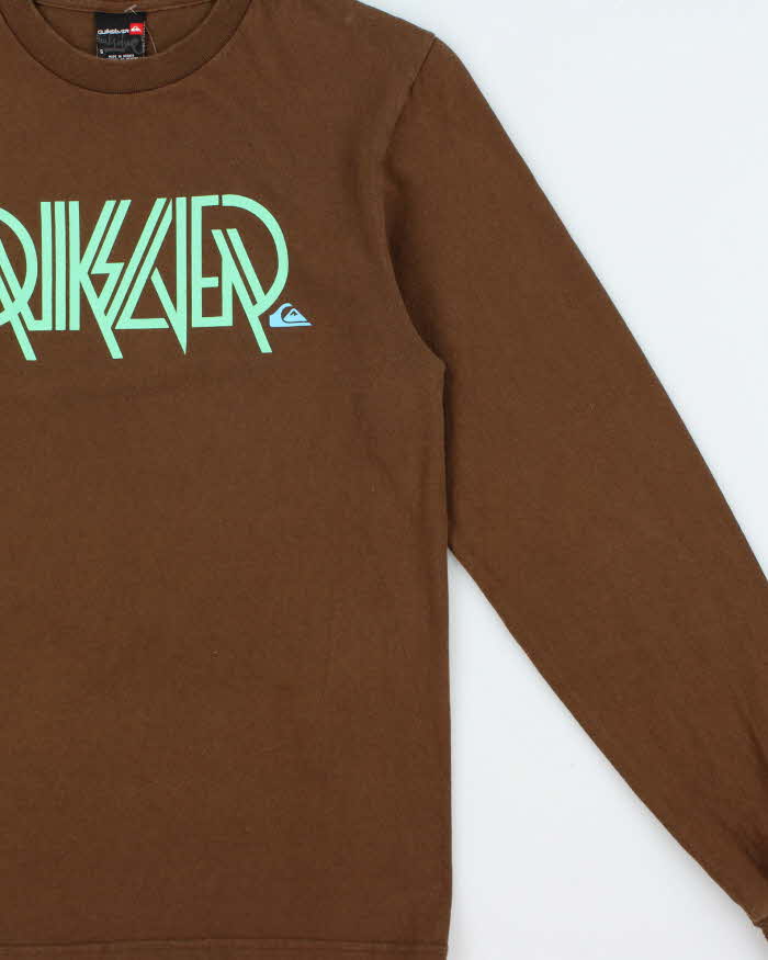 Vintage Y2K 00s Quiksilver Print Logo Long Sleeve Crewneck T-Shirt - S
