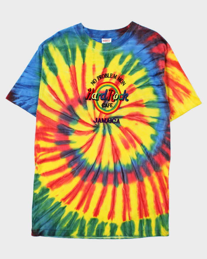 Vintage 1990s Hard Rock Cafe Jamaica Heavyweight Embroidered Tie-Dye Crewneck T-Shirt - XXL