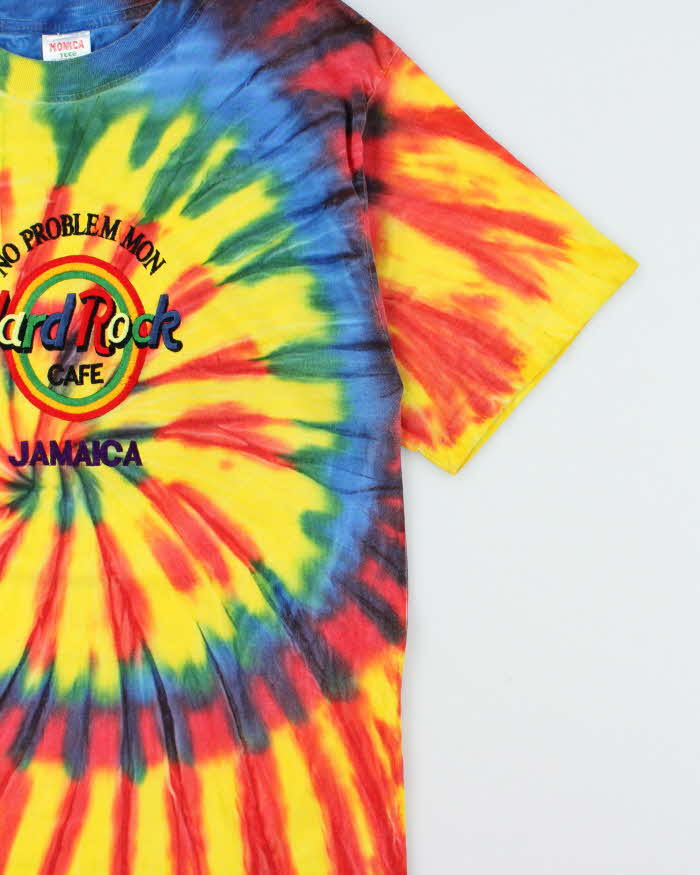 Vintage 1990s Hard Rock Cafe Jamaica Heavyweight Embroidered Tie-Dye Crewneck T-Shirt - XXL