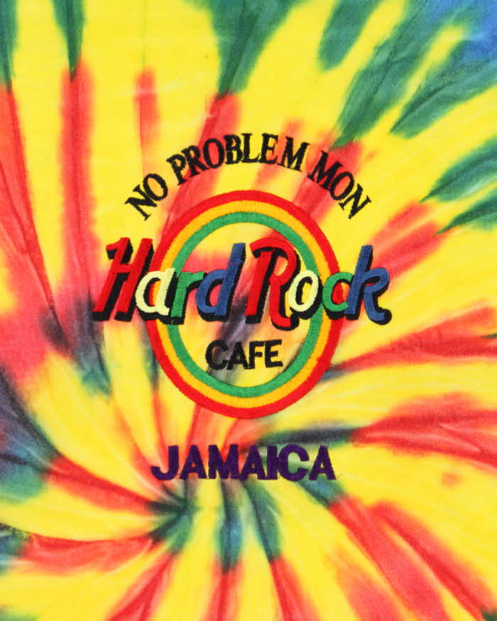 Vintage 1990s Hard Rock Cafe Jamaica Heavyweight Embroidered Tie-Dye Crewneck T-Shirt - XXL