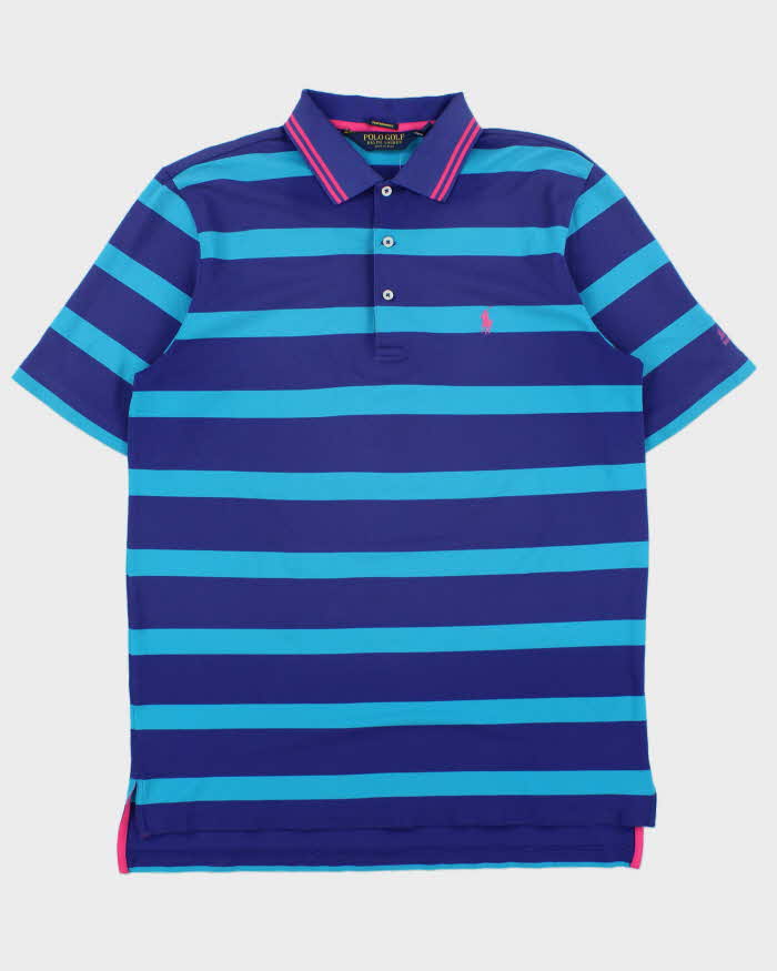 Vintage Polo Golf Ralph Lauren Performance Pima Cotton Blend Striped Short Sleeve Polo Shirt - M