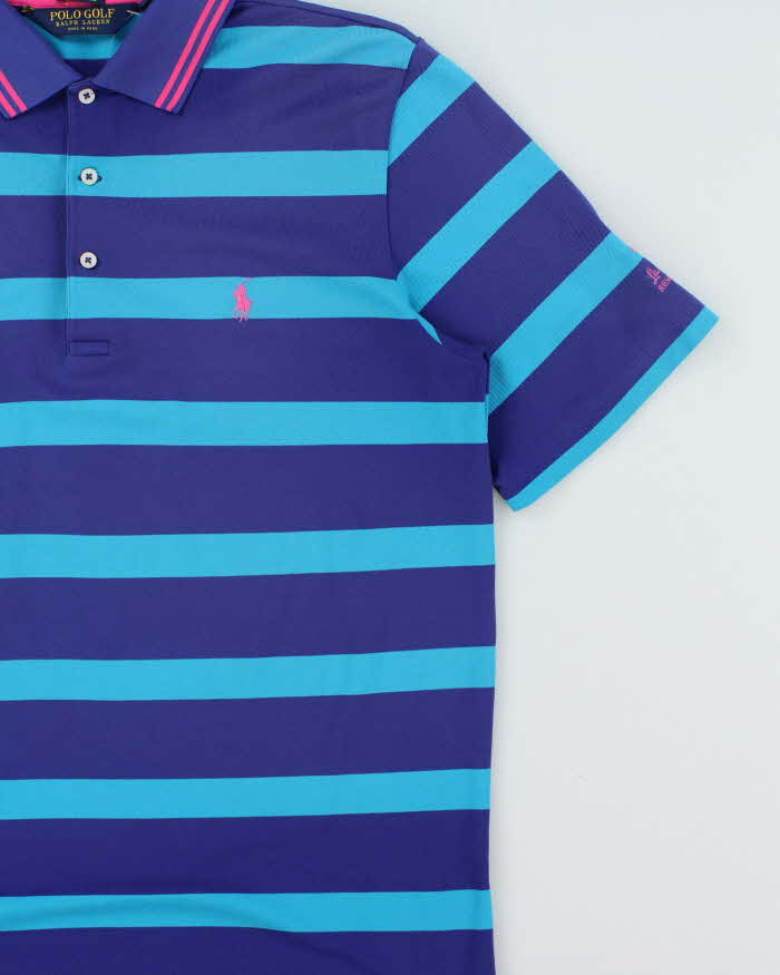 Vintage Polo Golf Ralph Lauren Performance Pima Cotton Blend Striped Short Sleeve Polo Shirt - M