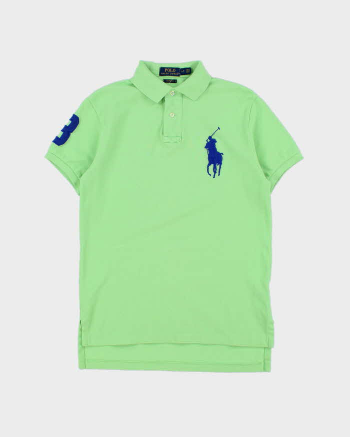 Vintage Polo Ralph Lauren Lime Neon Green Big Pony Custom Fit Short Sleeve Polo Shirt - S