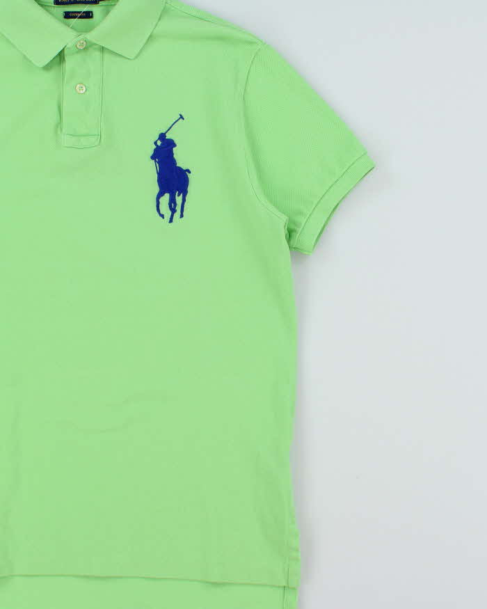 Vintage Polo Ralph Lauren Lime Neon Green Big Pony Custom Fit Short Sleeve Polo Shirt - S