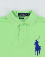 Vintage Polo Ralph Lauren Lime Neon Green Big Pony Custom Fit Short Sleeve Polo Shirt - S