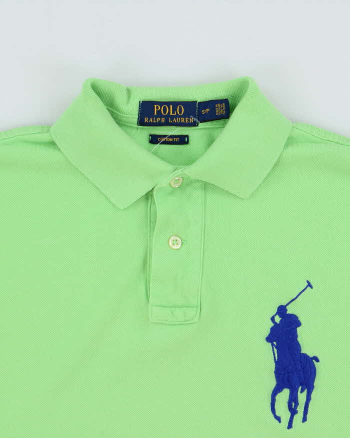 Vintage Polo Ralph Lauren Lime Neon Green Big Pony Custom Fit Short Sleeve Polo Shirt - S