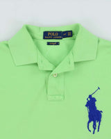 Vintage Polo Ralph Lauren Lime Neon Green Big Pony Custom Fit Short Sleeve Polo Shirt - S