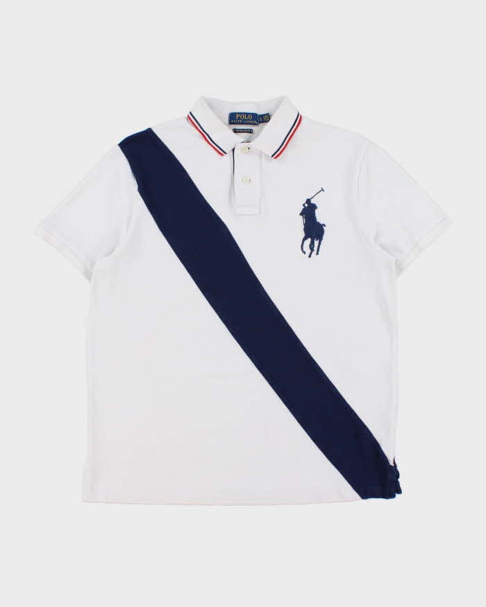 Vintage Polo Ralph Lauren Striped Big Pony Custom Slim Fit Short Sleeve Polo Shirt - L