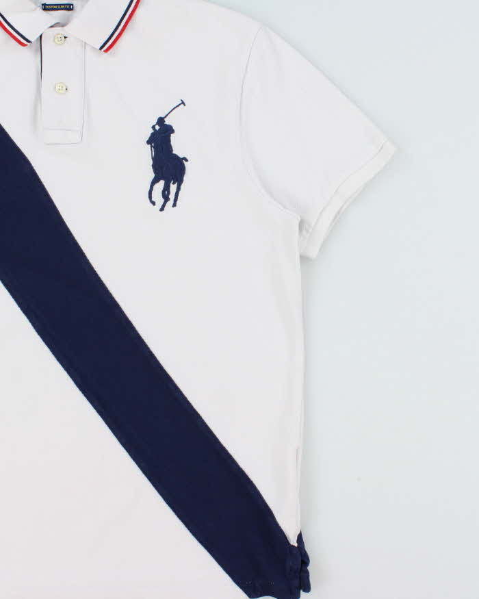 Vintage Polo Ralph Lauren Striped Big Pony Custom Slim Fit Short Sleeve Polo Shirt - L