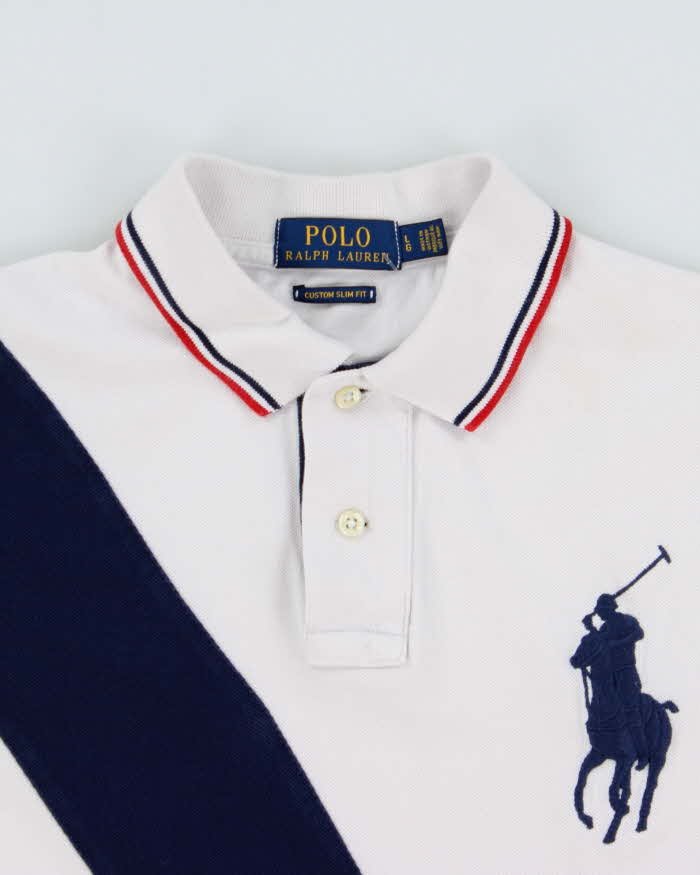 Vintage Polo Ralph Lauren Striped Big Pony Custom Slim Fit Short Sleeve Polo Shirt - L
