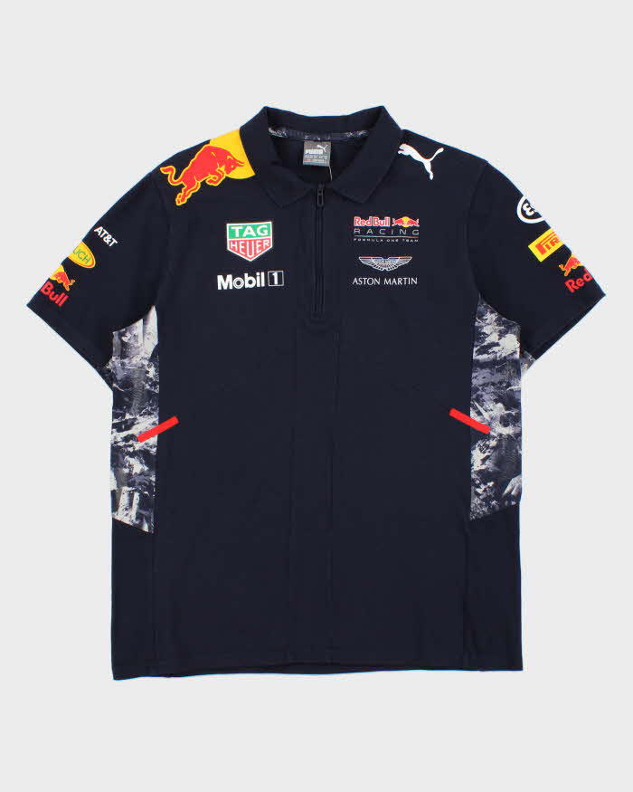Vintage Puma Red Bull Racing Aston Martin F1 Short Sleeve Zip Polo Shirt - L