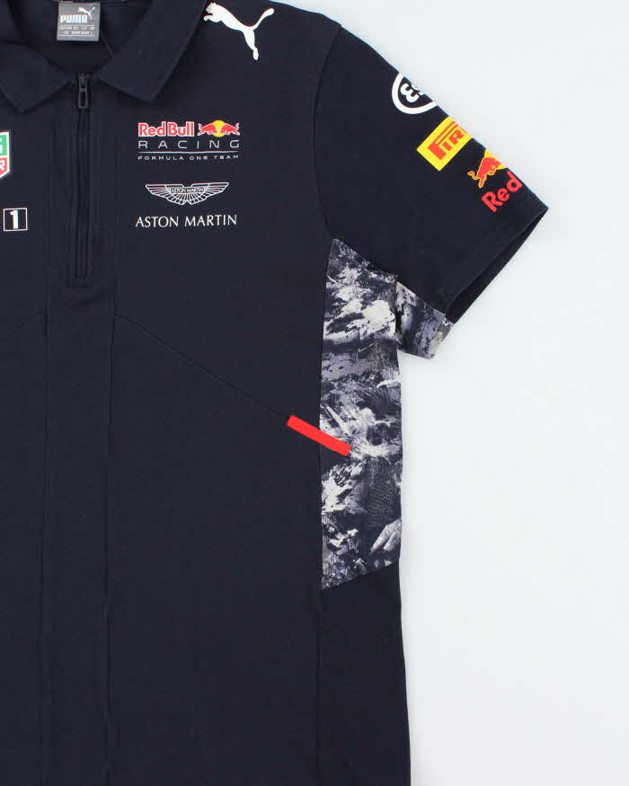 Vintage Puma Red Bull Racing Aston Martin F1 Short Sleeve Zip Polo Shirt - L