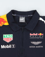 Vintage Puma Red Bull Racing Aston Martin F1 Short Sleeve Zip Polo Shirt - L