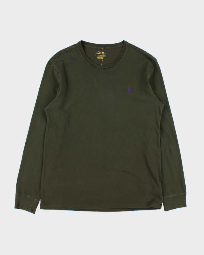 Vintage Polo Ralph Lauren Khaki Long Sleeve Crewneck T-Shirt - M