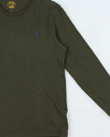 Vintage Polo Ralph Lauren Khaki Long Sleeve Crewneck T-Shirt - M