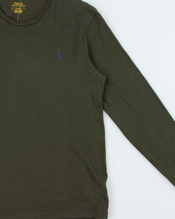 Vintage Polo Ralph Lauren Khaki Long Sleeve Crewneck T-Shirt - M