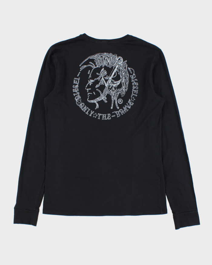 Vintage Y2K 00s Diesel Chain Stitch Fitted Long Sleeve Crewneck T-Shirt - L